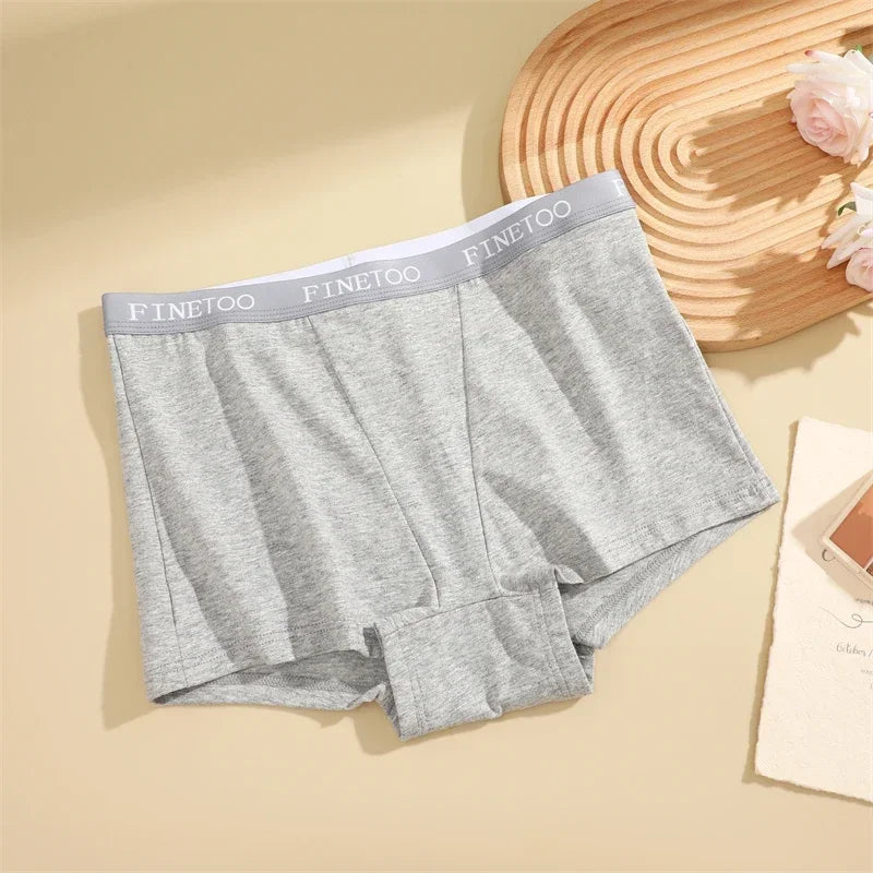 3Pcs Women's Cotton Boxers Panties Seamless Sports Underwear Female Solid Color Briefs Lingerie Intimate Underpant Finetoo S-XXL