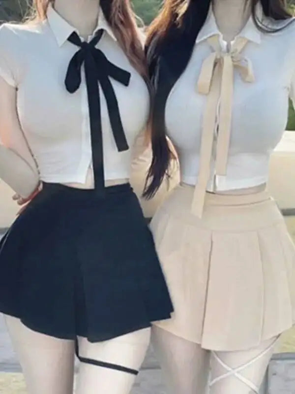 WOMENGAGA Korea Style Sexy Slim High Waist Strap A-line Half Length Skirt Fashion Women Skorts JK Sweet 2023 New  OW3W