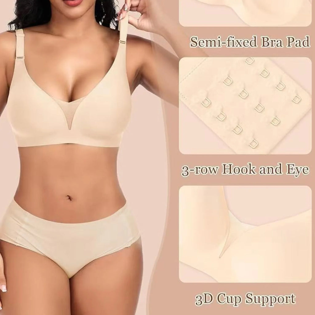 Women's Seamless Bra 3/4 Cup Thin Molded Cup Bra Thin Flattering Plus-size Soft Support Push-up and Comfortable Breathable Bra