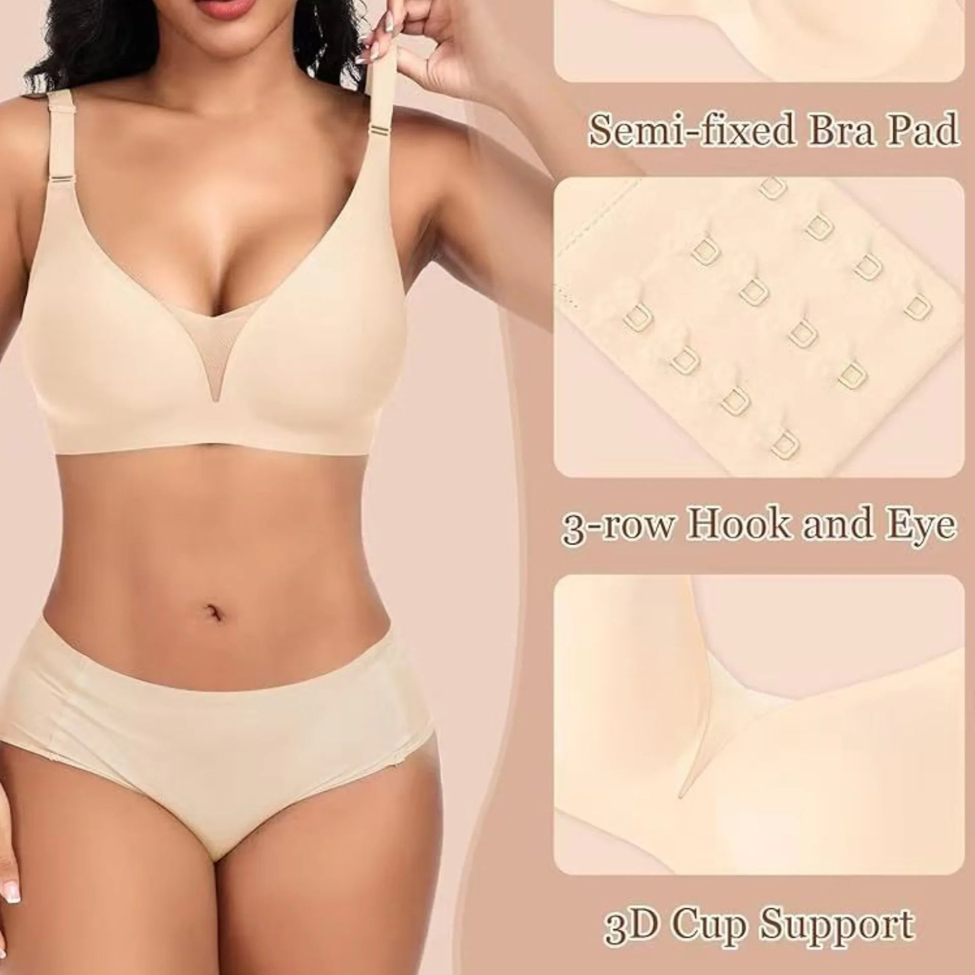 Women's Seamless Bra 3/4 Cup Thin Molded Cup Bra Thin Flattering Plus-size Soft Support Push-up and Comfortable Breathable Bra