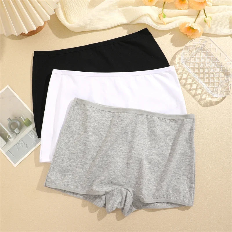 2PCS Women's Panties Cotton Seamless Sports Boxers Underwear Female Solid Color Briefs Cozy Lingerie Intimate Underpants XS-XL