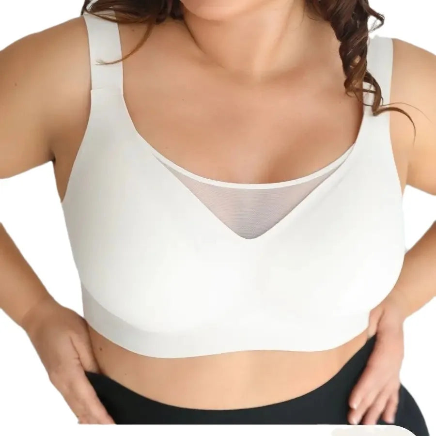Women's Seamless Jelly Bra Plus Size Anti-Exposure Large Cup Large Breast Anti-Sagging and Side Breast Support Bra for Women
