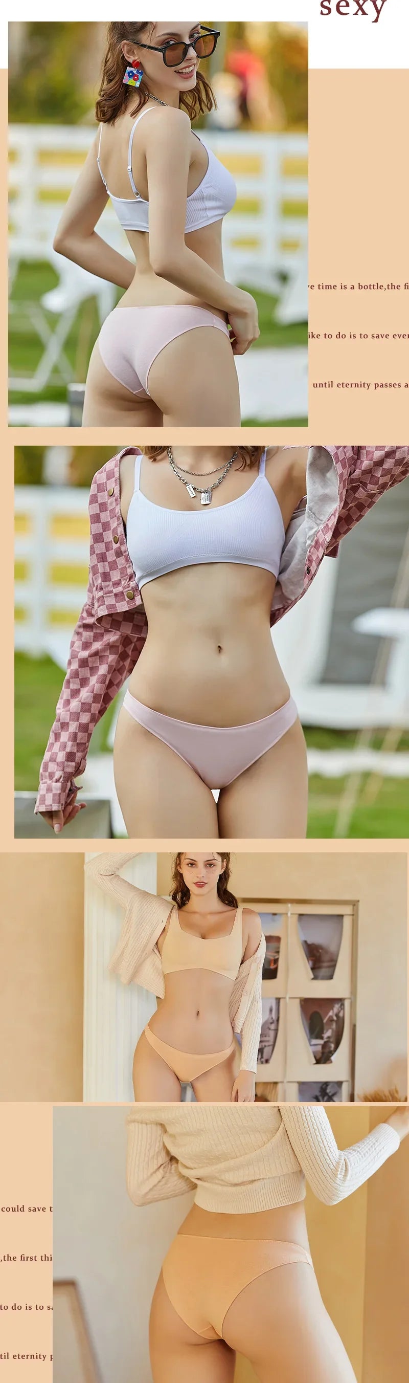 3Pcs Women's Cotton Seamless Briefs Intimates Women Sexy Panties Solid Color Breathable Underwear Female Low Waist Soft Lingerie