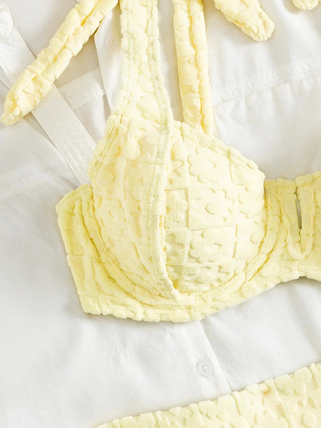 Sexy yellow bikini set 2026 women tie strap push up underwire high wiast swimsuit summer bathing suit two piece swimwear biquini