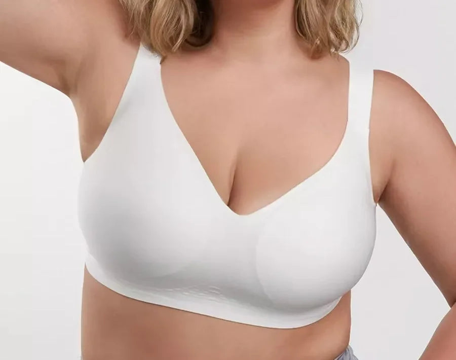 Women's Plus Size Deep V Bra Seamless Breathable Push-up Thin Jelly-like Wire-free C-F Cup Comfortable and Breathable Bra