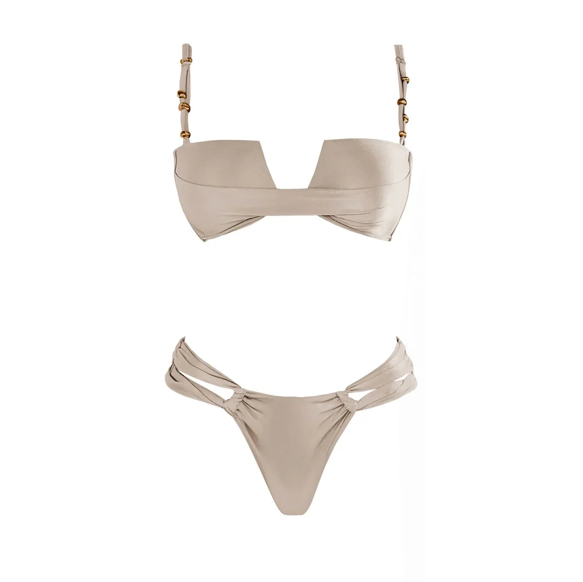 Bandeau 3 Pieces Bikini 2025 Sexy Women Swimsuit Swimwear Female Dress Cover Up Bikini Set Beachwear Bathing Suit Swimming Suit