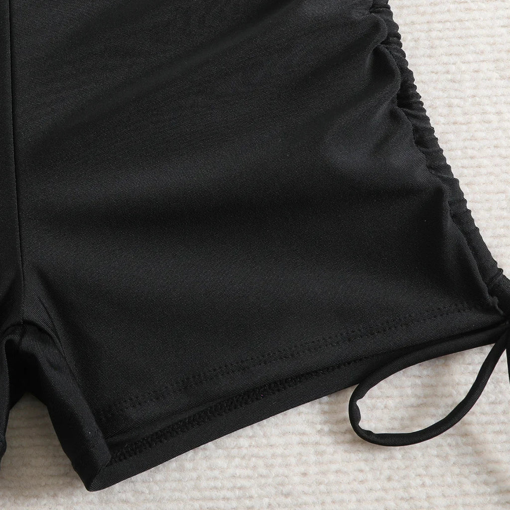 Vintage Black Leopard Print Bikini Set 2025 Women Drawstring Side High Waist Panties Swimsuit Bathing Suit Swimwear Beachwear