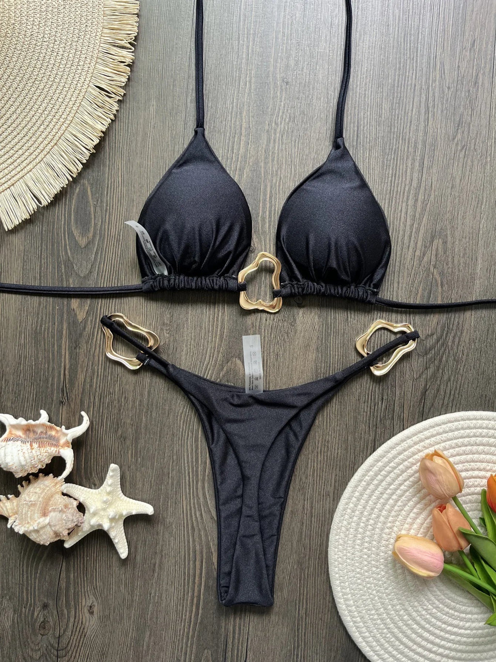 Sexy Black Orange Micro Bikini 2026 Women Metal Circle Push Up Bra Thong Swimsuit Summer Bathing Suit Holiday Swimwear Biquini
