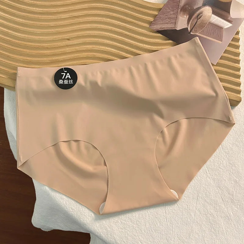 3PCS New 7A Ice Silk Waist Maillard Seamless Yoga Classic Antibacterial Crotch Simple Solid Color New Sports girl 2024 M-XL
