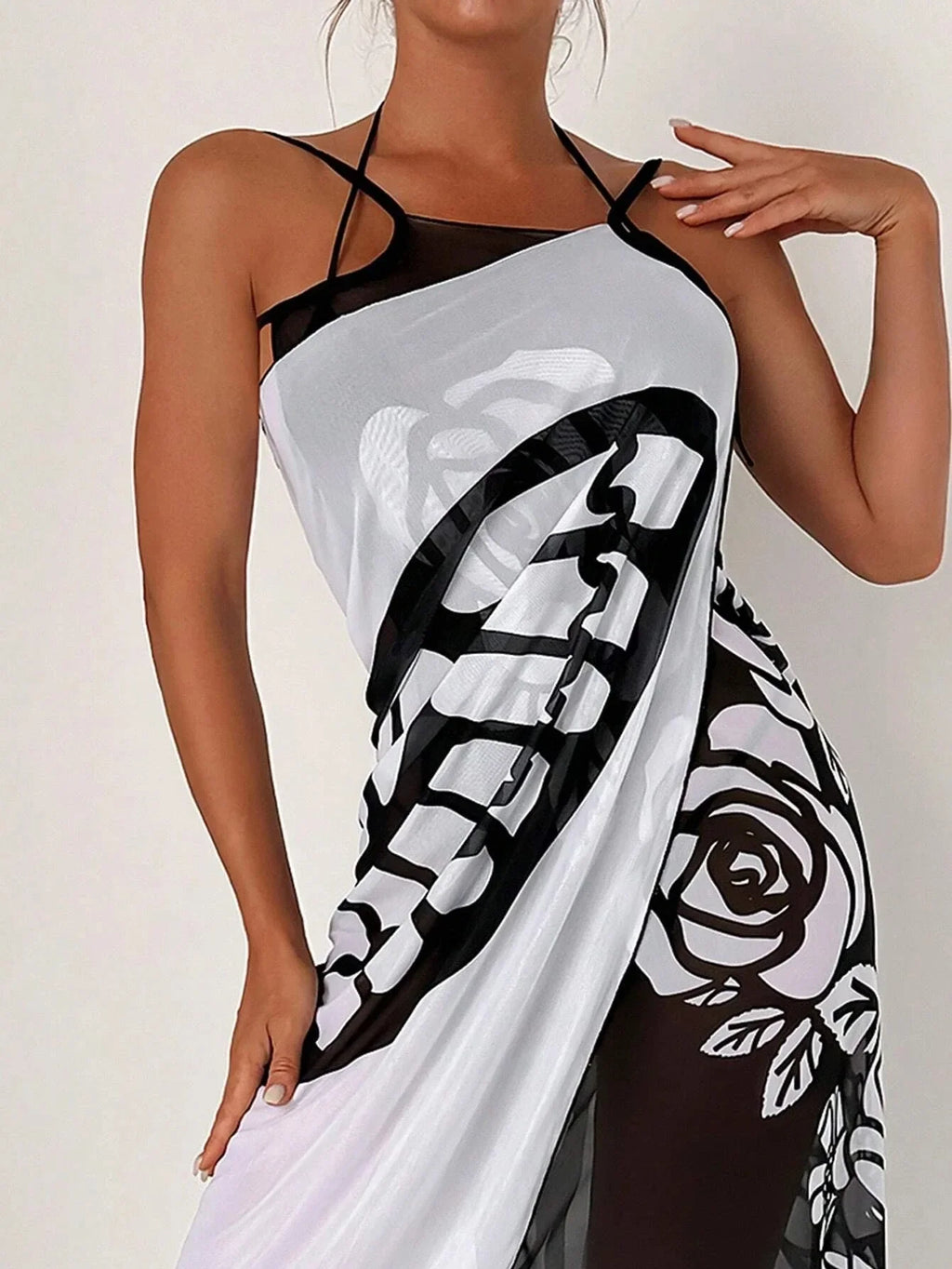 Sexy Butterfly Print Cover Up 2026 Women Black Patchwork Mesh Dress Tunic Bikini Lady Elegant Bath Sarong Wrap Skirt Beachwear