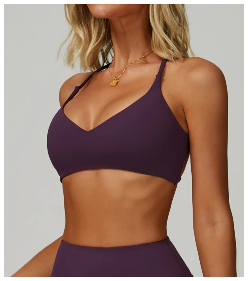 Hearuisavy Breathable Sports Bra Women Quick Drying ShockProof Gym Workout Top Casual Yoga Clothing Push Up Running Fitness Bras