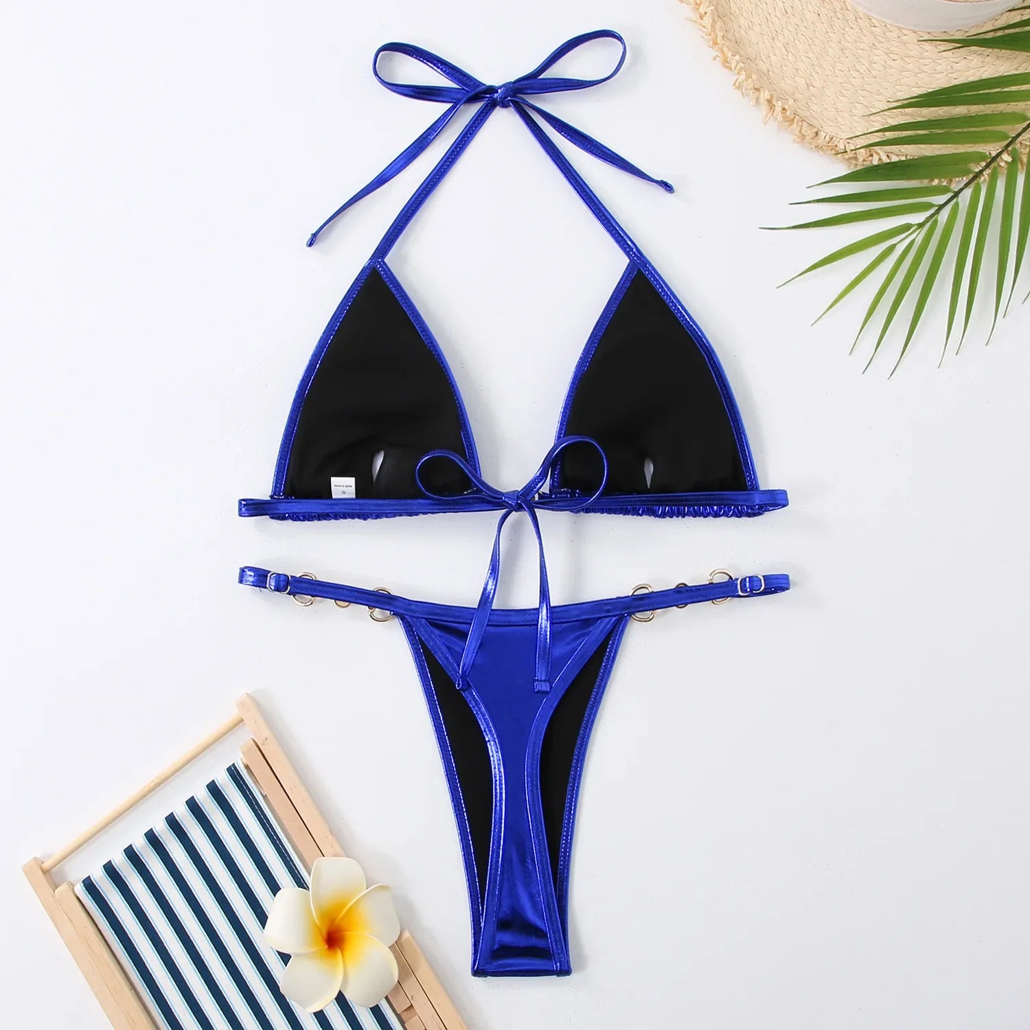 Shiny Pink Micro Bikini 2026 Mujer Women Sexy PU Pearls Push Up Thong Swimsuit Summer Bathing Suit Bandage Holiday Swimwear