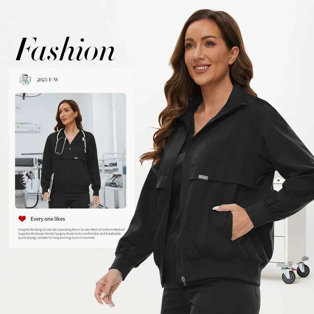 Niaahinn Long Sleeve Nursing Scrubs Jacket