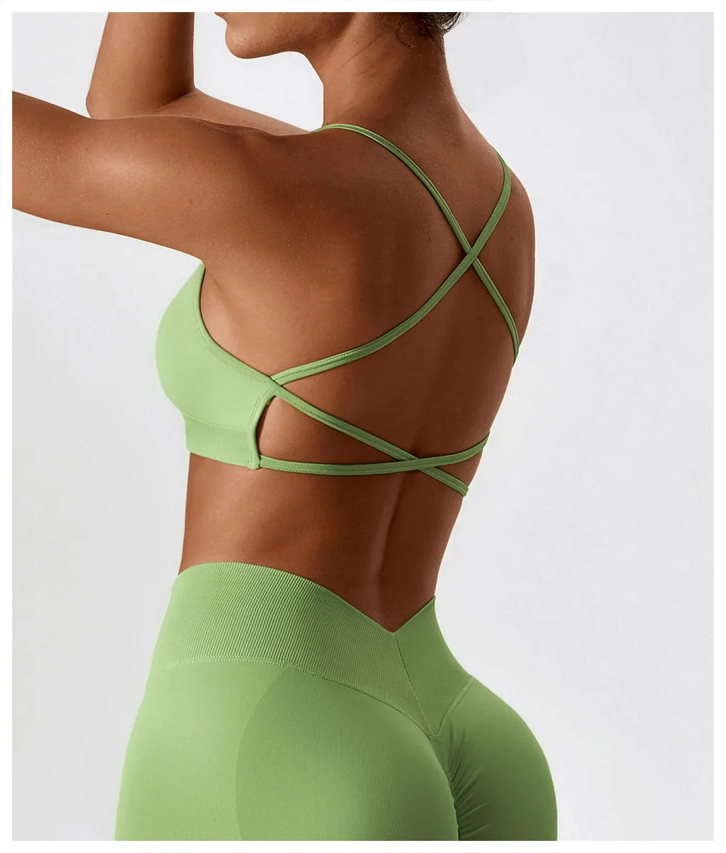 Women Cross Strap Sports Bra Women Push Up Sport Bra Yoga Gym Crop Top Brassiere Fitness Top Seamless Sport Bra Breathable Bras