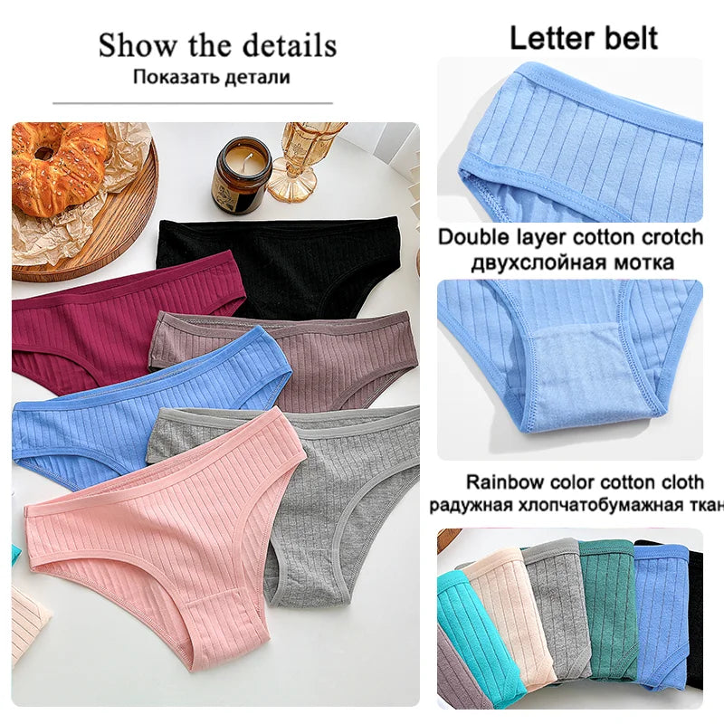 3PCS Women's Cotton Briefs Panties Female Sexy Low Waist Underwear M-XL Breathable Panty Girls Comfortable Intimates Lingerie