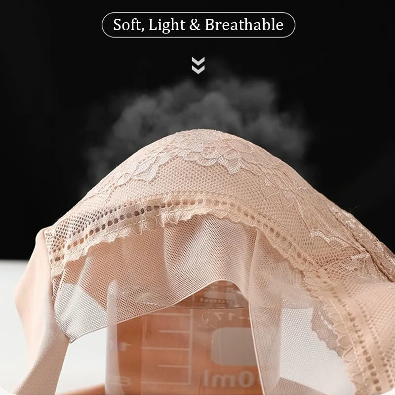 L-5XL Contrast Lace Wireless Bras For Womens Lingerie Top Female Lace Bra Underwire Plus Size Brassiere Perspective Sexy Bras