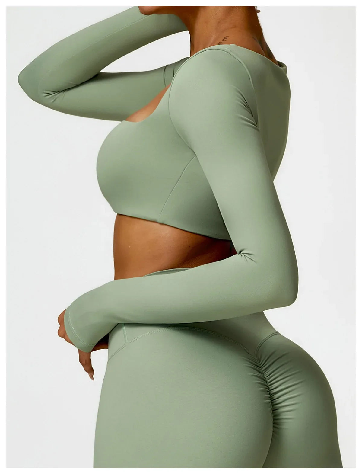 Hearuisavy Summer Casual Quick Dry Sportswear Women Square Neck Gym Top Women Fitness Sports Crop Top Long Sleeve Yoga Clothing