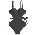 2026 Solid Color Wavy Fabric Bikini Set Cover Up Swimsuit For Women Push Up Ruffle One Pieces Swimwear Beach Bathing Suits
