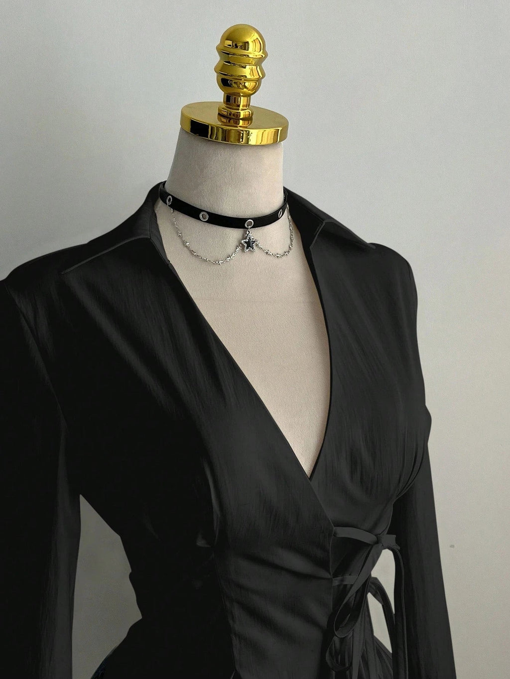 Women's Casual Side Strap Slim Fit Long Sleeve Shirt Sexy V-Neck Pleating Top Spring/Fall 2026