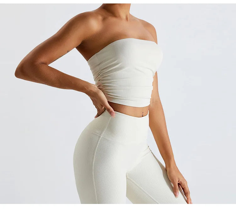Sexy Strapless Sports Bra Backless Gym Top Women Quick-Drying Yoga Clothes Women Top Fitness Chest Wrap Underwear Workout Bra