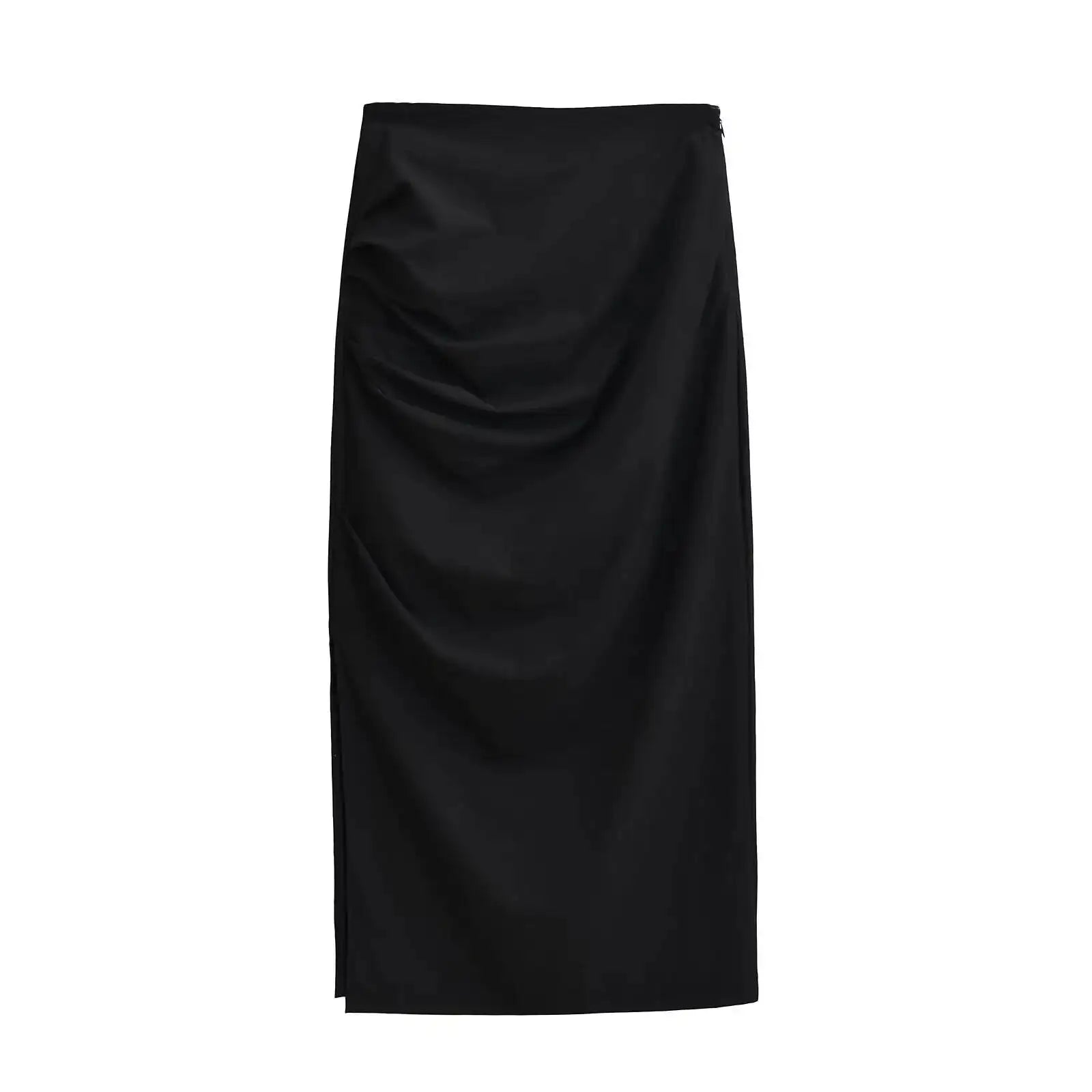 2026 New Pleated Side High Slit Half Length Skirt Women's Summer Spicy Girl Pure Desire Slim Wrap Hip Solid A-line Skirt 7MHN