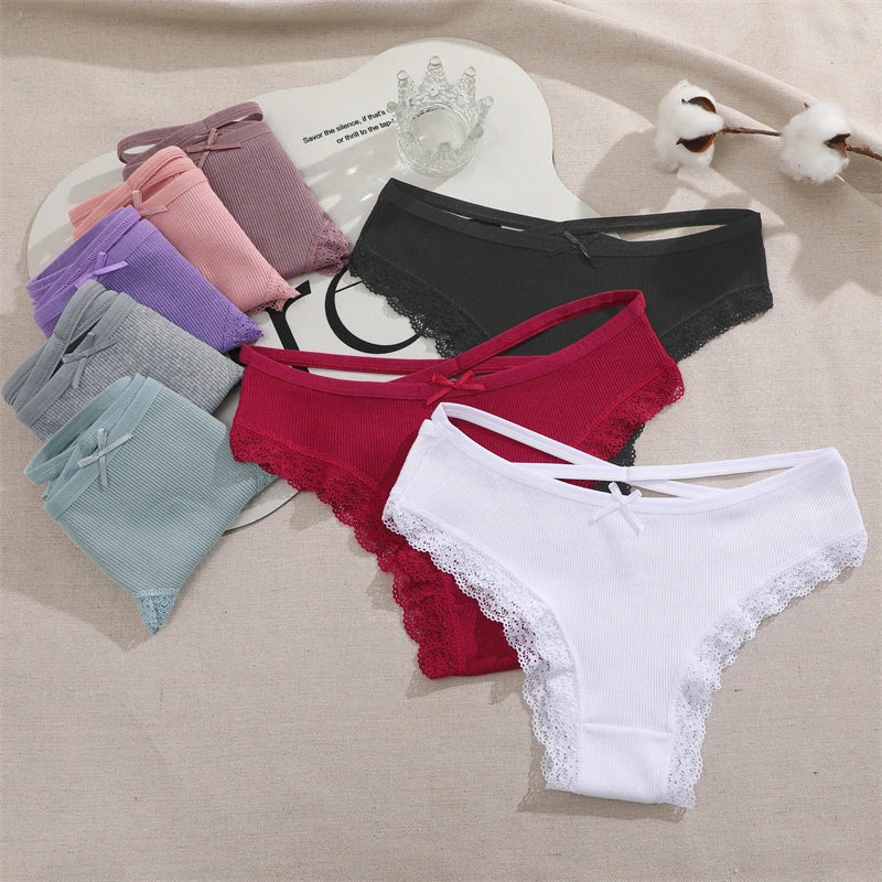 3Pcs Women Cotton Panties Seamless Hollow Sexy Design Unique Low Waist Women Panty Breathable Girl Underwear Soft Lingerie S-XL