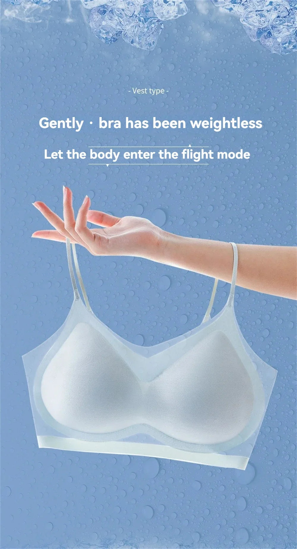 Ultra-Thin Breathable Ice Silk Top Bra Women's Seamless Back Halter Vest Wrap Bra Small Chest Together
