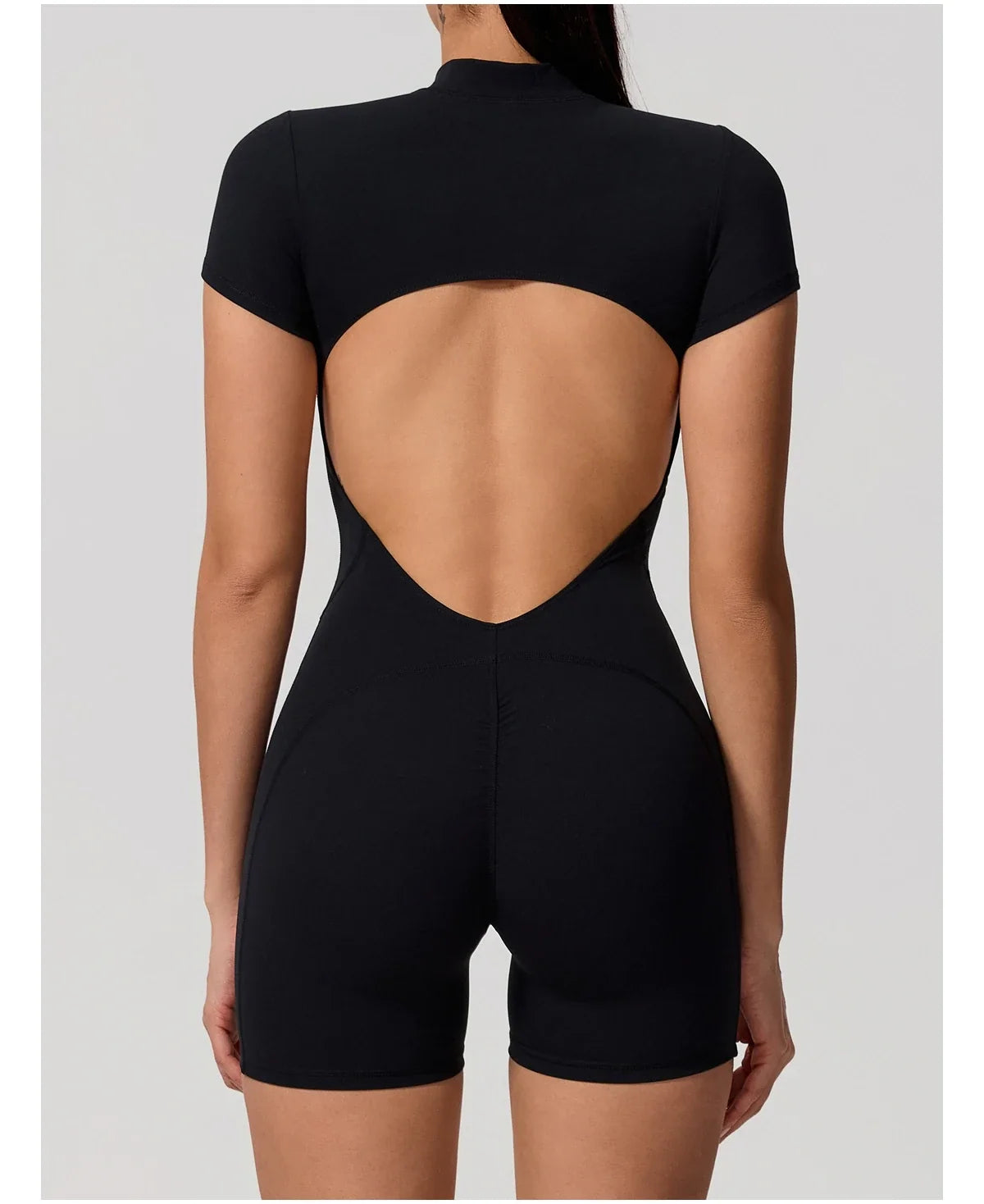 Hearuisavy Summer Women's Short Sleeved Sports Overalls Running Yoga Jumpsuit High Stretch Push Up Fitness Bodysuit With Zipper