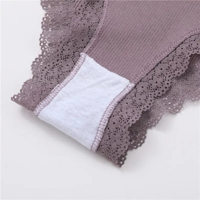 FINETOO 2Pcs/Set Women Cotton Brazilian Panties Plus Size M-2XL Lingerie Sexy Lace Underwear Low Rise Girls Intimates Underpants