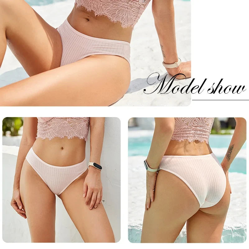 FINETOO Women Cotton Briefs Panties Female Sexy Low Waist Underwear M-XL Breathable Panty Girls Comfortable Intimates Lingerie