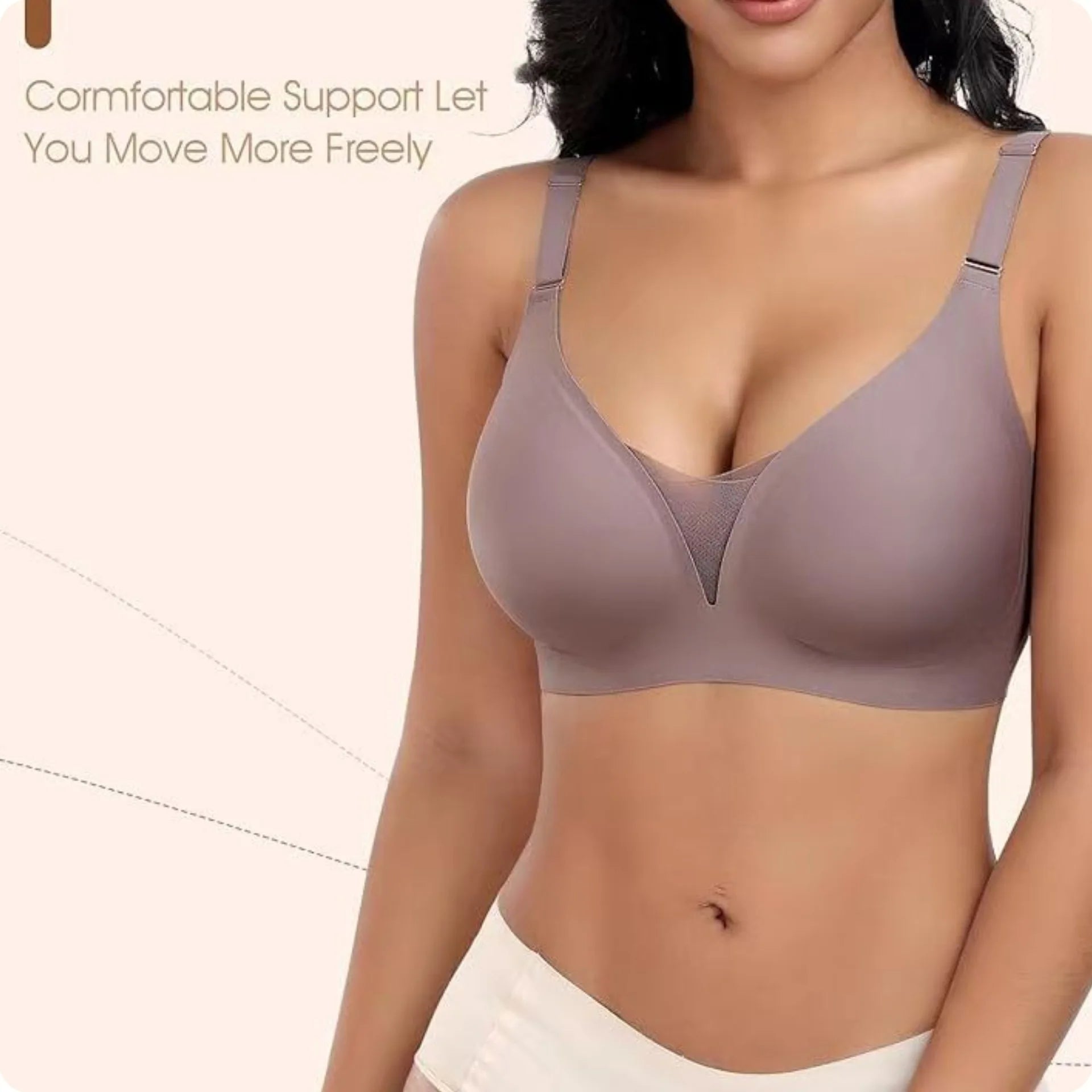 Women's Seamless Bra 3/4 Cup Thin Molded Cup Bra Thin Flattering Plus-size Soft Support Push-up and Comfortable Breathable Bra
