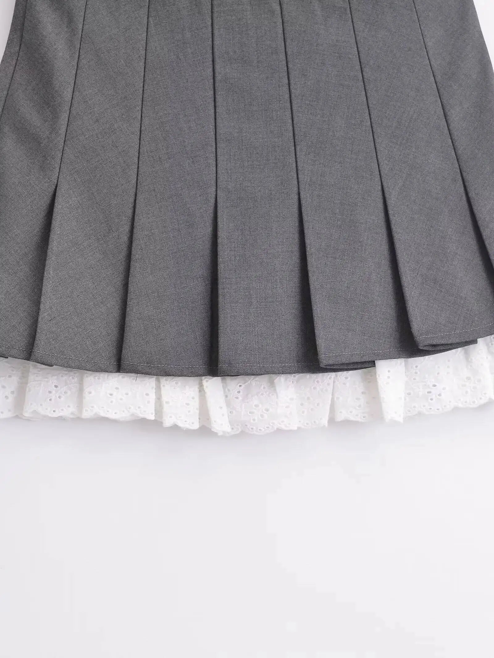 Summer New Leisure Lace Splicing Short Skirt Women Pure Desire Spicy Girl High Waist Hundred Fold A-line Half Length Skirt 7V01