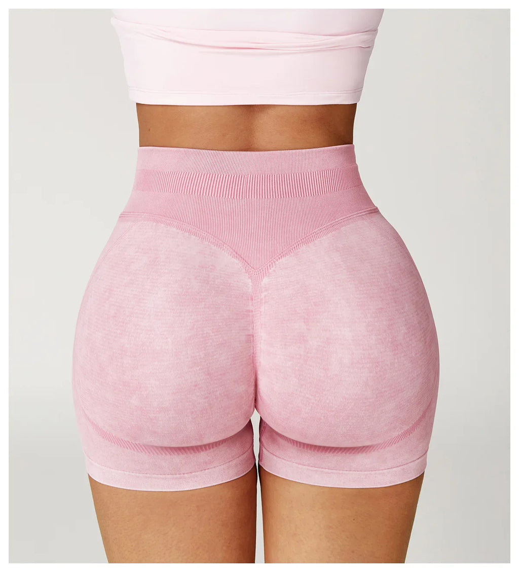 High Waist Yoga Shorts Women Sand Washed Yoga Shorts Workout Shorts Fitness Yoga Lift Butt Fitness Yoga Gym Running Short Pants