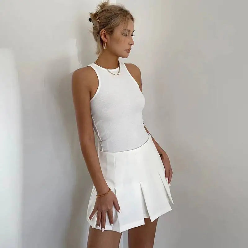 WOMENGAGA American High Street A-line Short Unif School Girl Fairy Grunge Skirt High Waist Pleated Skorts Streetwear Lovely HM2O