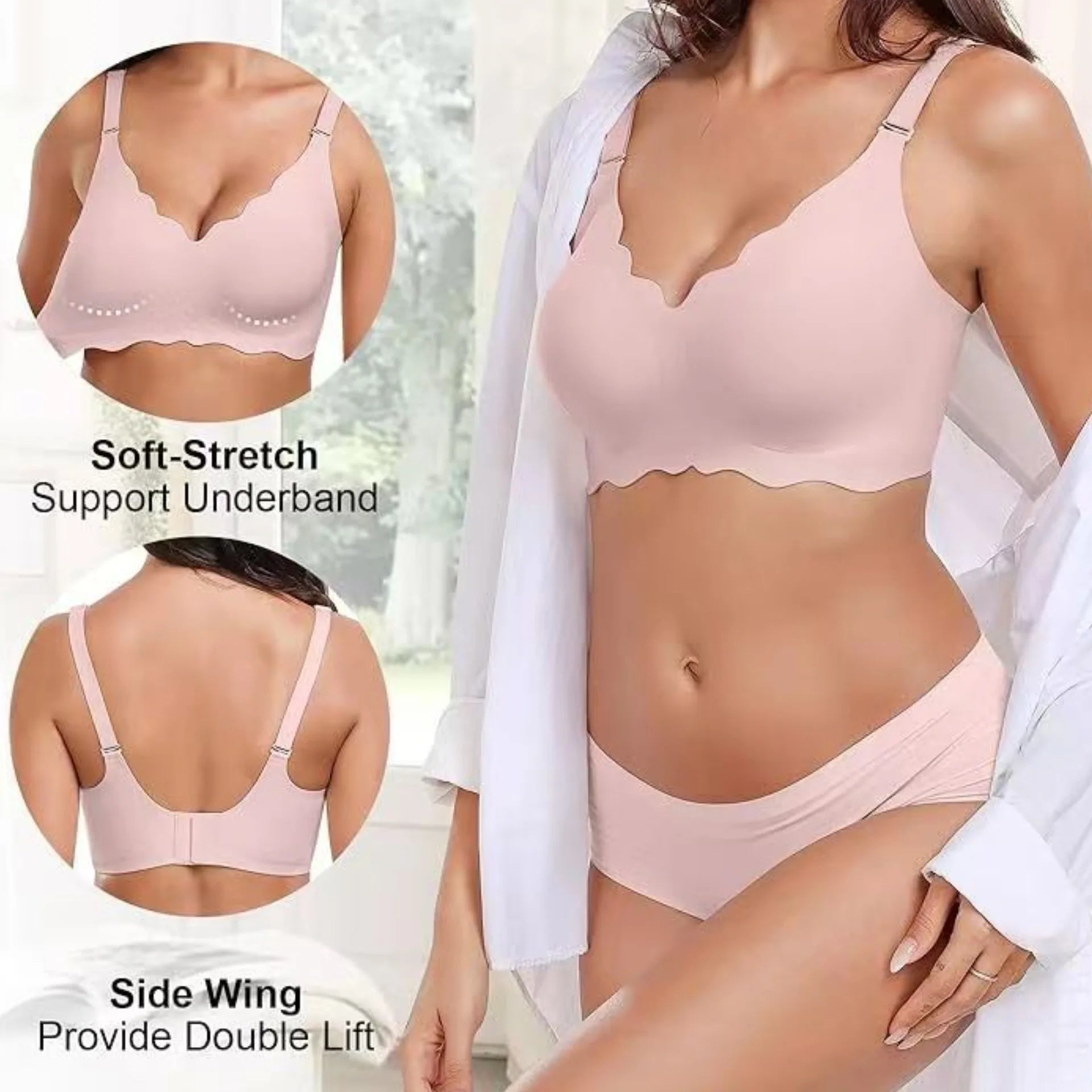 Plus-size Jelly-like Wire-free Bra Thin Molded Cups with A Wire-free Design Comfortable and Breathable Underwear Push Up