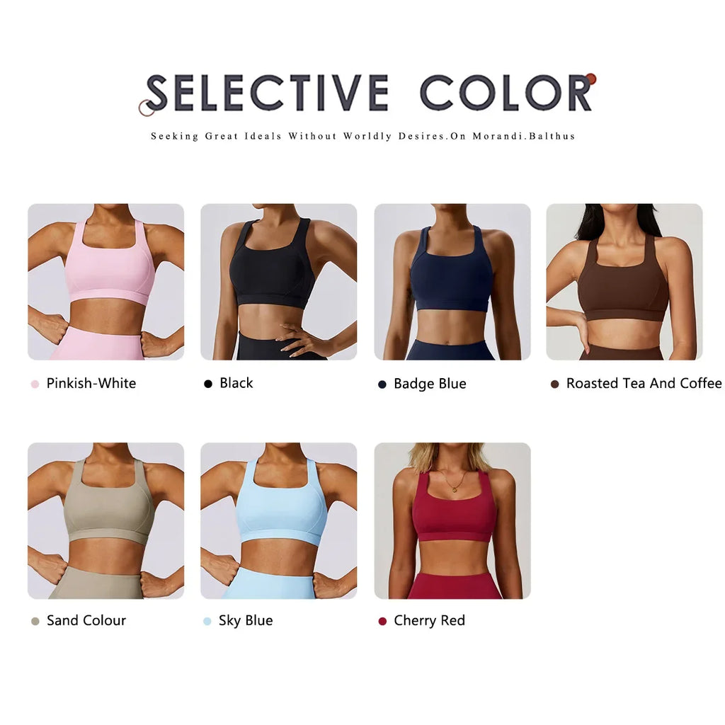 Hearuisavy Sports Bra Gym Underwear High Strength Shockproof Running Yoga Crop Top Breathable Pilates Push Up Fitness Tops Women