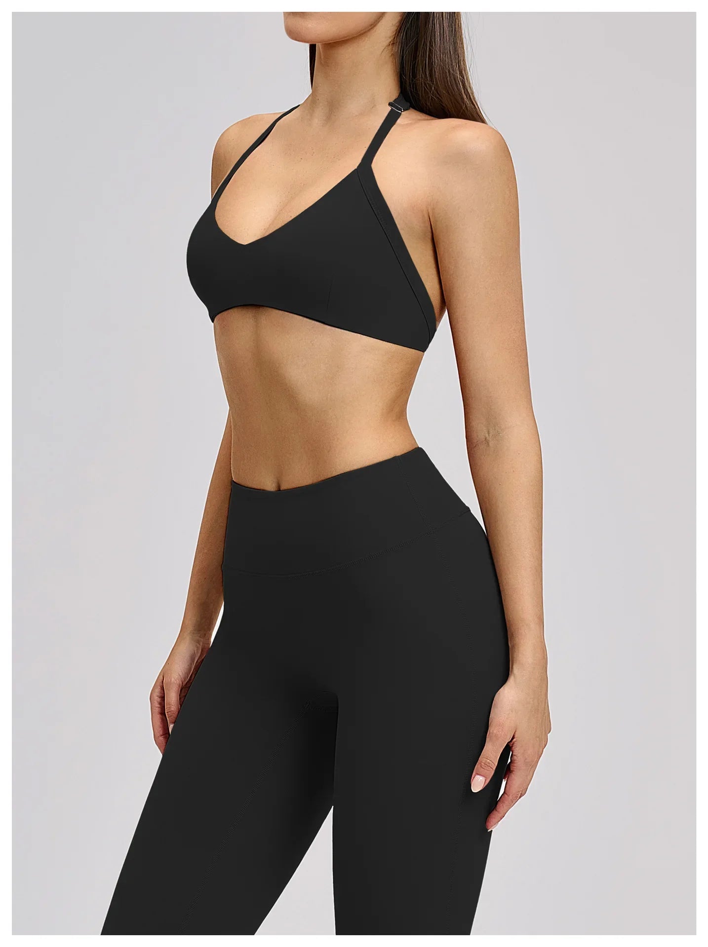 Summer Sports Bra Women Seamless Halter Top Fitness Bra High Support Push-up Open Back Gym wear Running Yoga Workout Underwear
