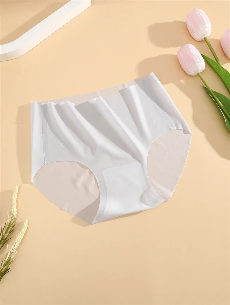 2PCS Seamless Ice Silk Briefs Women's Transparent Panties Sexy Breathable Underwear Female Stretch Erotic Korean Ultra Lingerie