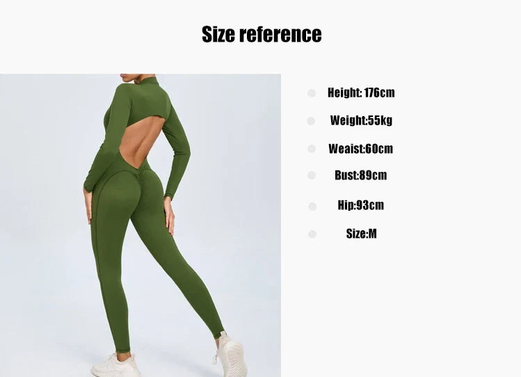 Hearuisavy Summer V Back Sports Jumpsuit Yoga Clothes Rompers Women Long Sleeveles Workout Bodysuits Backless One-piece Suit