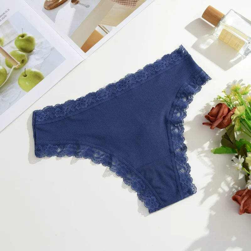 3Pcs Women Cotton Lingerie Sexy Thong Soft Fashion Panties Femme Design Underwear Pantys Underpant Lingerie Lace Intimates S-XL