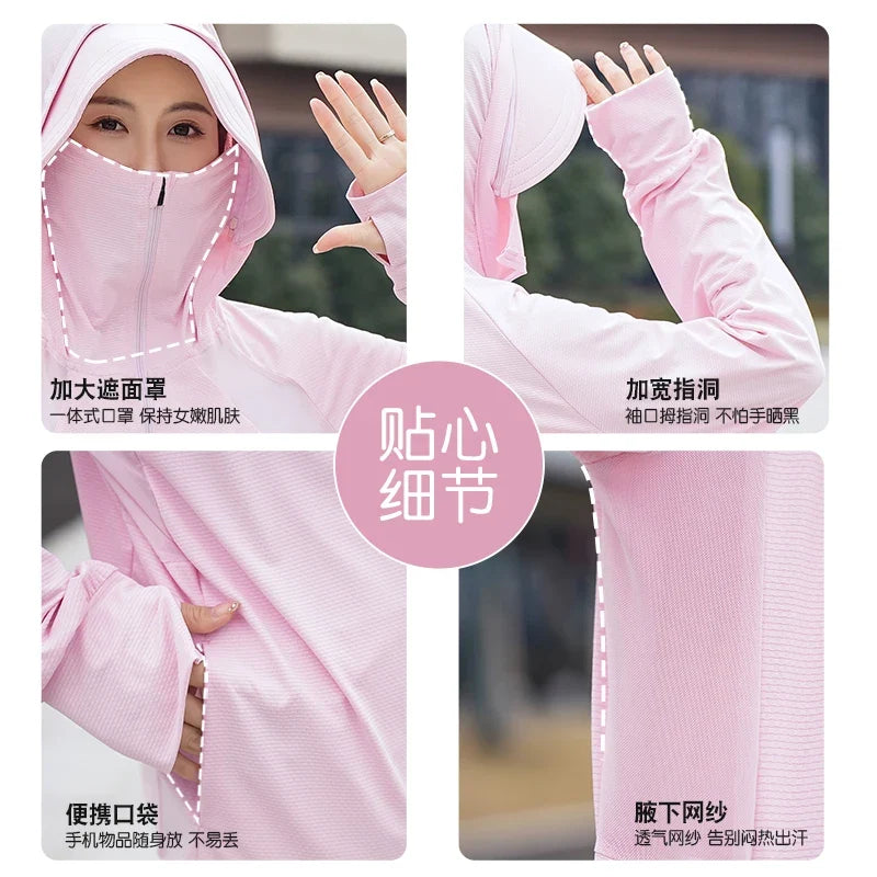 UV Protection Hooded Windbreaker Ice Silk Sun UPF 50+ UV Protection Jacket Big Brim Thin Ice Silk Sun Protection Jackets 4XL 5XL