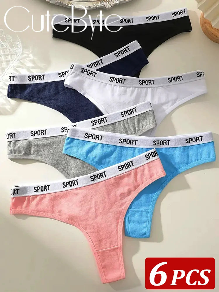 6Pcs/Set Women Thongs Cotton Panties Plus Zise Underwear Sexy G-String Low Waist Briefs Underpants Comfortable Lingerie S-XL