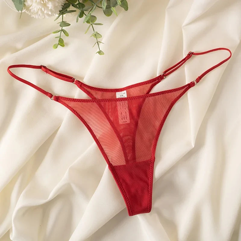 Lace Mesh Women Briefs Sexy Thong Transparent Panties Underwear Low Waist Girls G String Seamless Lingerie Fitness T Back