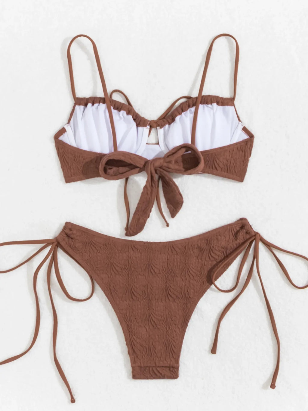 Sexy Coffee Bikini 2026 Women Front Tie Push Up Underwire Swimsuit Brazilian Cut Out Beach Bathing Suit Tie Side Thong Swimwear