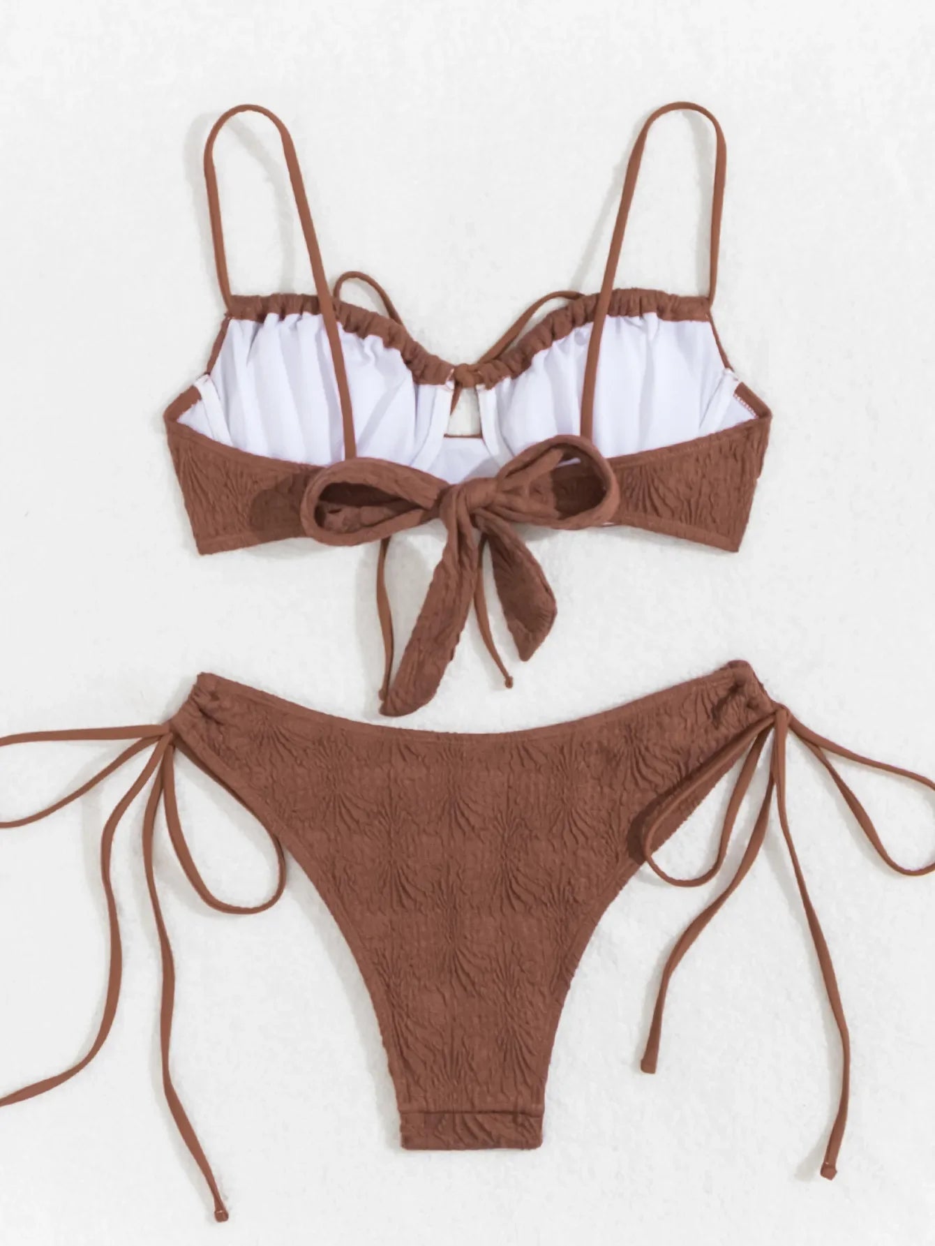 Sexy Coffee Bikini 2026 Women Front Tie Push Up Underwire Swimsuit Brazilian Cut Out Beach Bathing Suit Tie Side Thong Swimwear