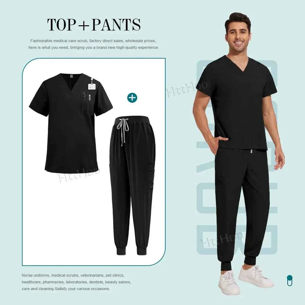 Unisex Nurse Scrubs Suit - Top & Pants