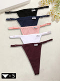 5PCS Women's Panties Cotton Thongs Adjustable Waist Sexy G-String Solid Color Seamless Intimate Female Underpants Lingerie S-XL