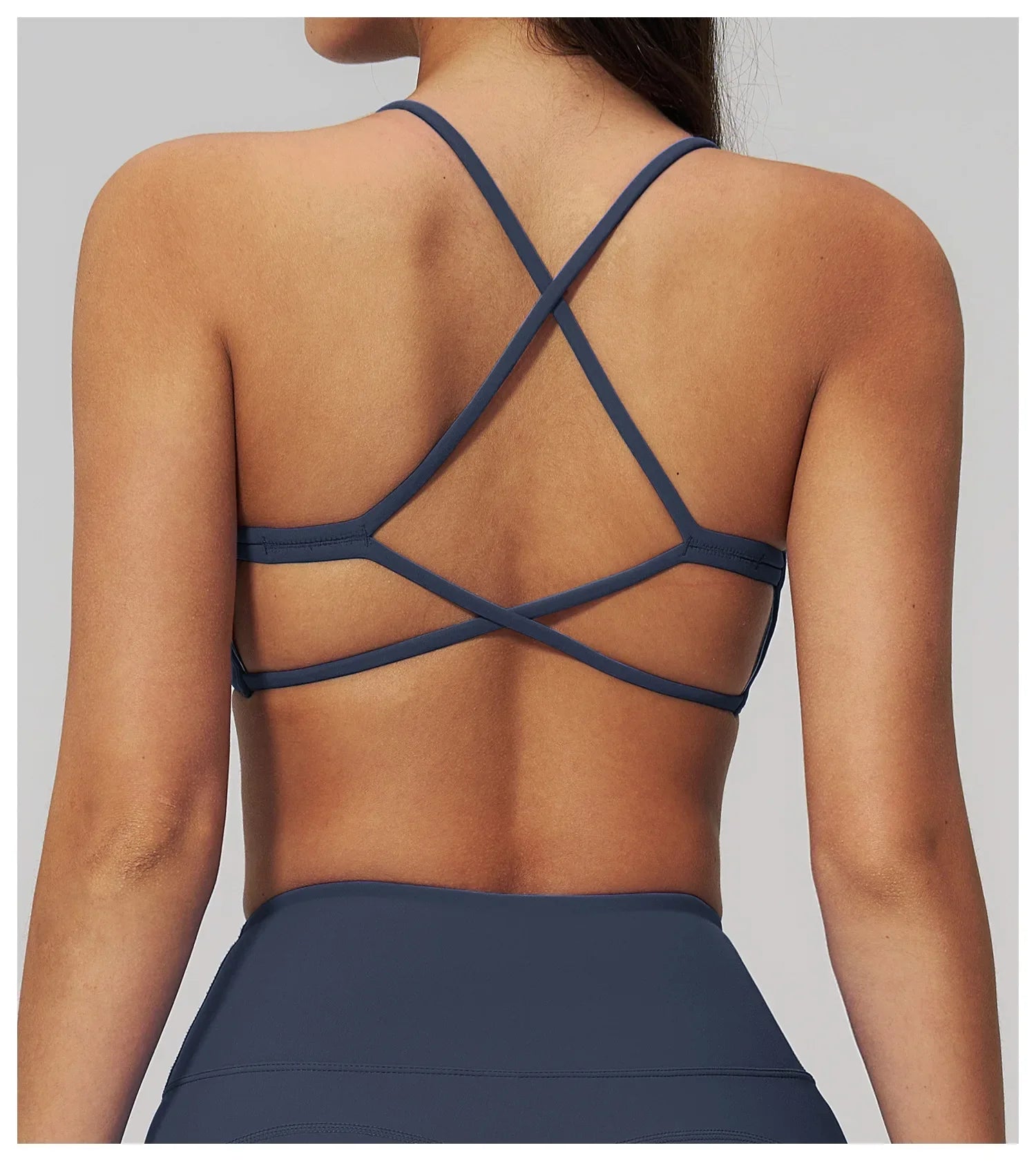 Summer U-Shaped Multi-Strap Cross Back Women Pilates Fitness Sports Bra Top Gym Yoga Athletic Tight Workout Jog With Chest Pad