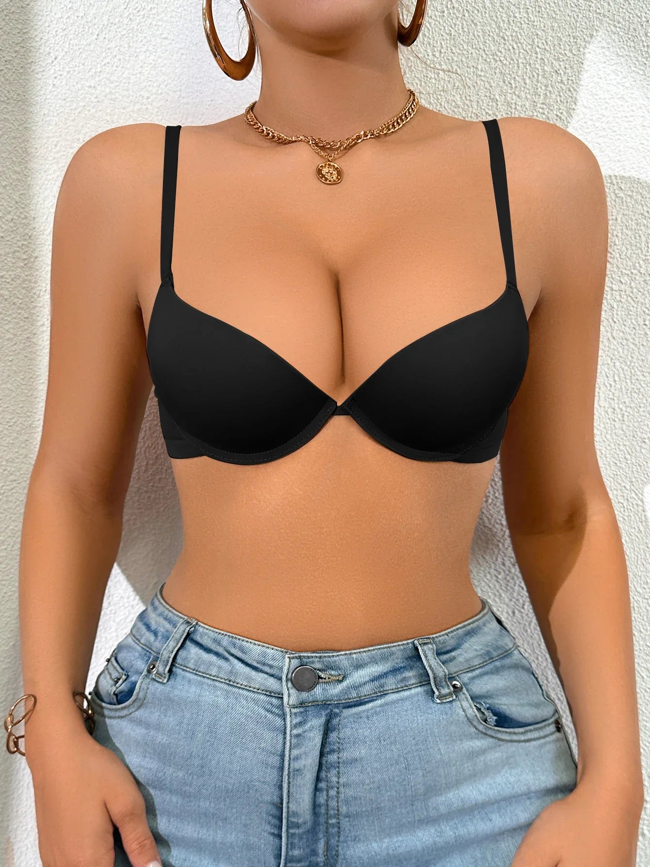 Everyday Women's Solid Basic Bra Padded Push-Up Bra Seamless Enhanced Cleavage Women's Underwear