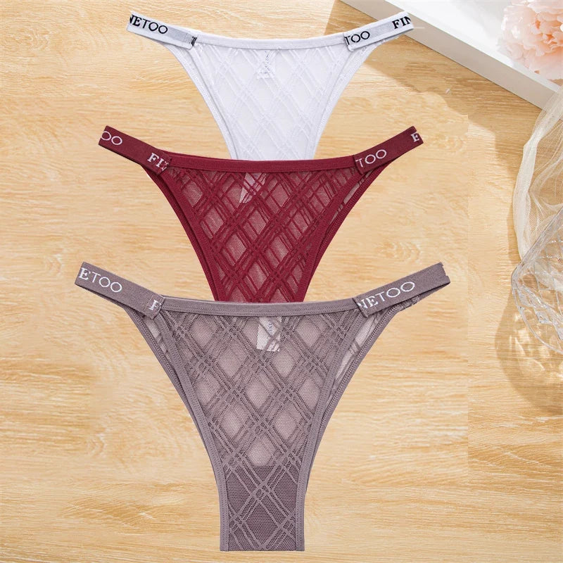 3Pcs/Set Cotton Panties Women Letter Belt Lace Sexy Briefs Seamless Low Rise Underwear Ladies M-XL Underwear Girls Lingerie New